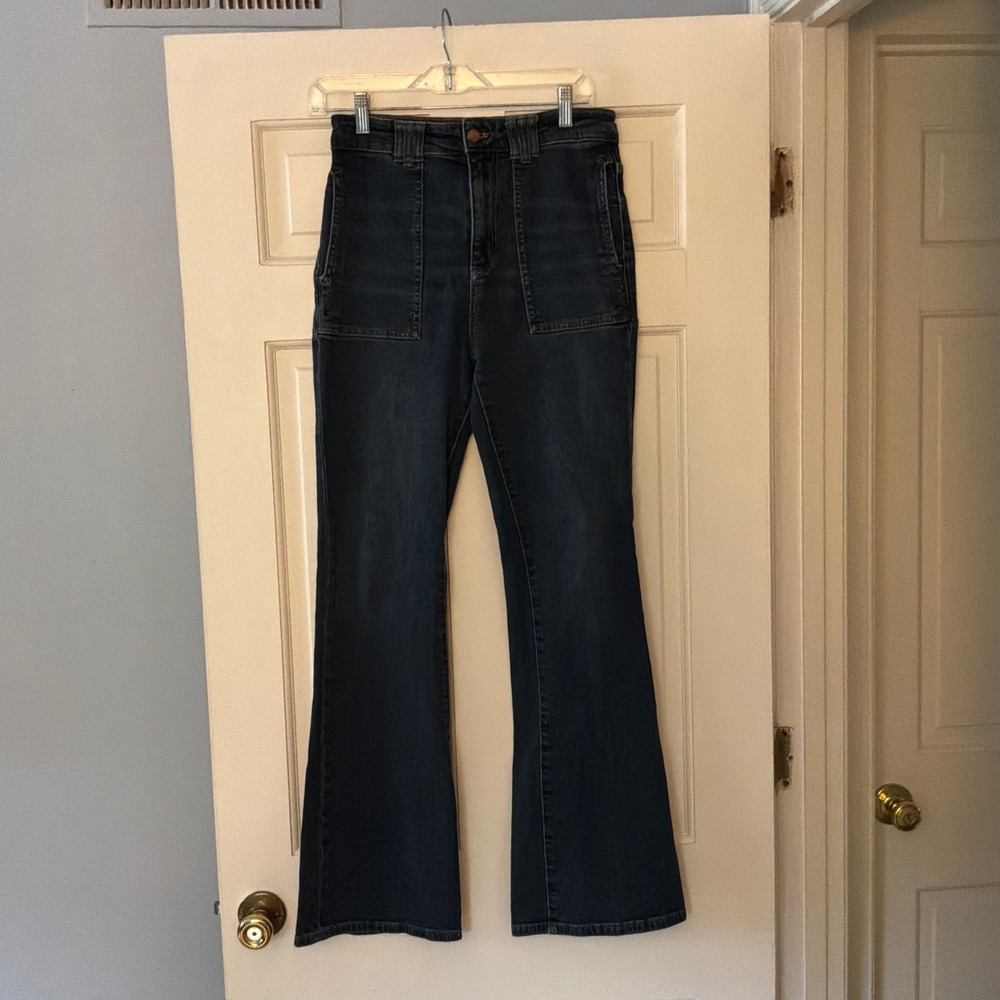 Anthropologie Pilcro The Icon Flare Jean Dark Wash 28 Boho Retro 70s Chic